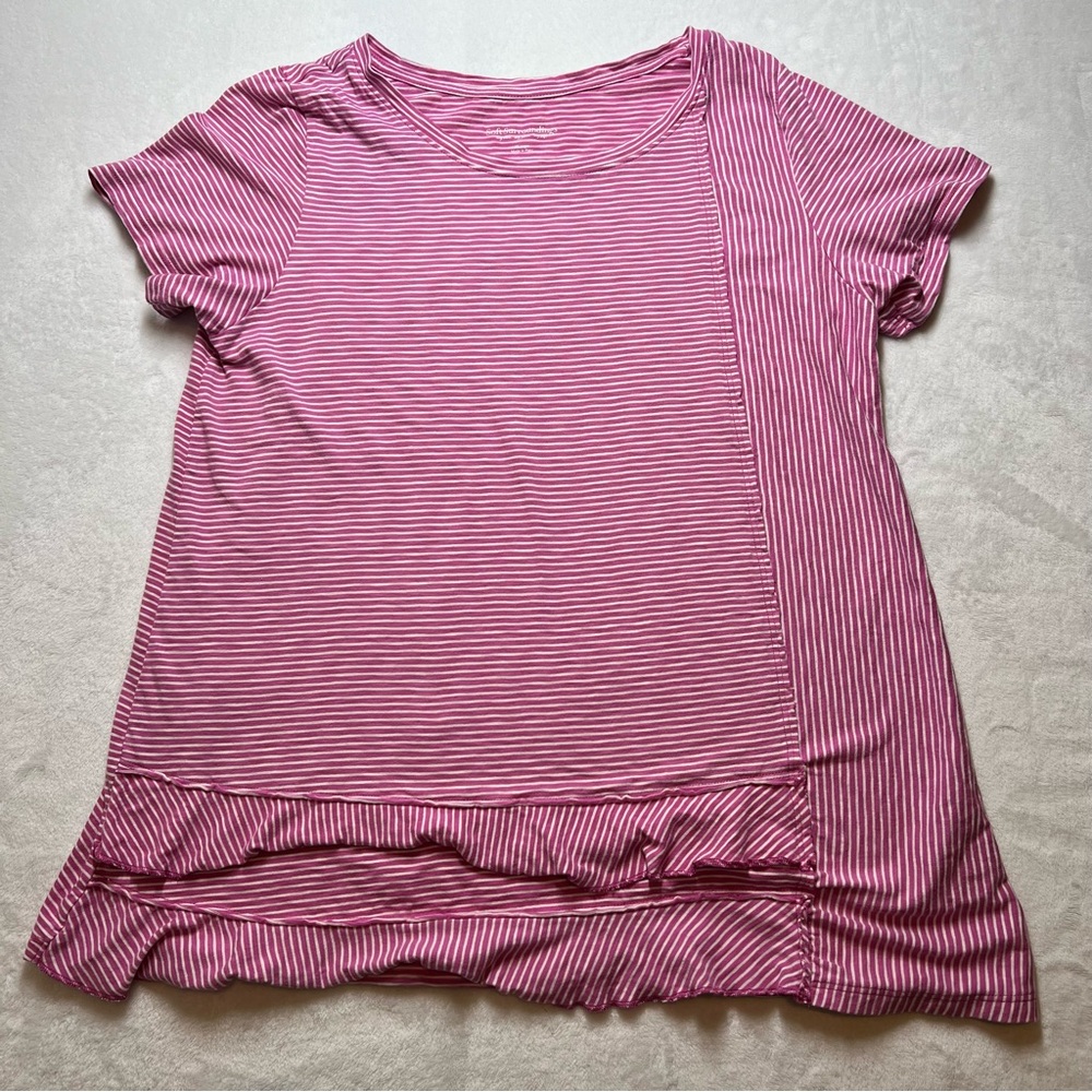 Soft Sorroundings Women Tunic Top Pink White Stripe Size XL